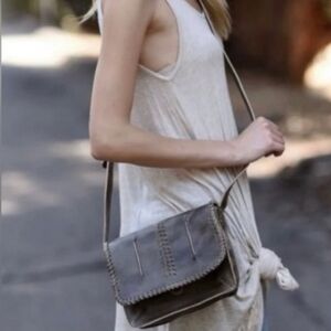 Rare- Bed Stu Frankie Artisan Gray Lux Leather Crossbody Bag